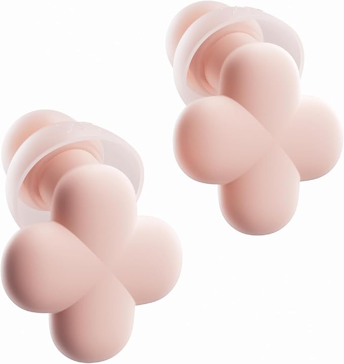 Bloom Ear Plugs for Small Ear Canals – Ultra-Comfy Patented Qufits Tips, Noise Cancelling, Reusable Silicone Earplugs for Sleeping, Study, Travel – Stylish Feminine Design (Blush)