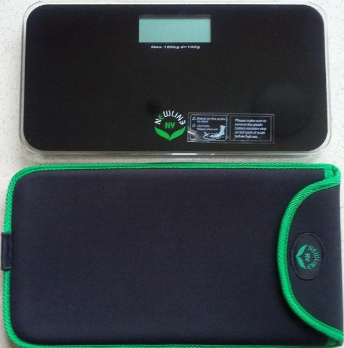NewlineNY Black Mini Bathroom Scale + Travel Slip Case SBB-0718MBK+101BG