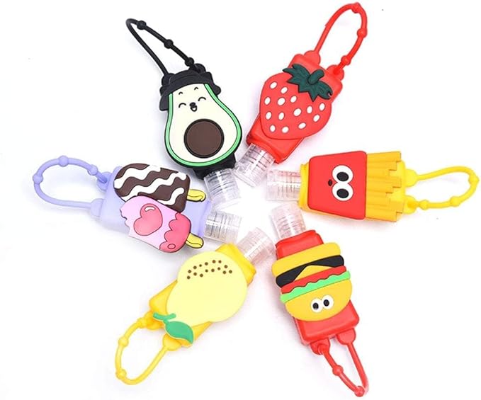 Strawberry Empty Travel Hand Sanitizer Bottle, Silicone Sleeve Refillable Empty Squeeze Leakproof Flip Cap Keychain, Hand Soap Holder Cosmetic Containers, Refillable Portable Travel Containers