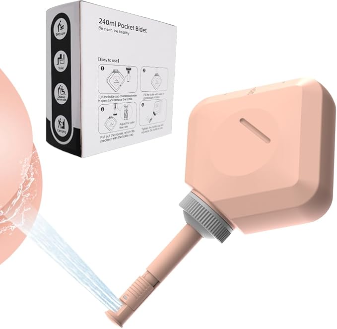 Portable Bidet for Toilet or Travel 2 of Pack.Handheld Bidet for Postpartum Perineal Care,Hemorrhoid Treatment,and Baby,Elderly,Sprayer,Bio, Personal bidets (Orange+Pink)