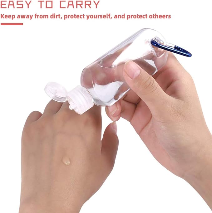 Refillable Travel Bottles Containers with-Clip - XMWangzi, with Filp or Nozzle, Empty Plastic Bottles, Filled with Cosmetic Oil Hand Sanitizer, Suitable for Home Office Outdoor (5 PCs)