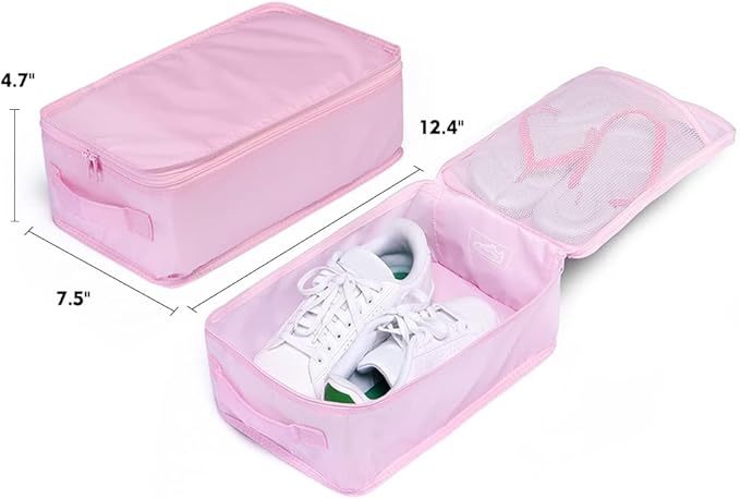 Travel Shoe Bags, Foldable Waterproof Shoe Pouches Organizer-Double Layer (6 Pink Shoe Bags)