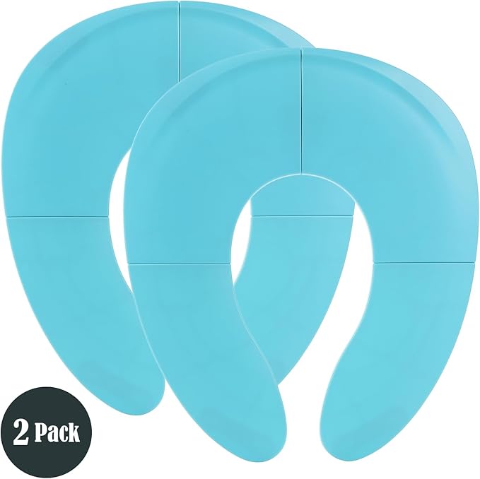 Funbliss 2 Pack Portable Potty Seat for Toddler Travel, Travel Potty Seat for Toddler with Built-in Suction Cups,Hygienic Storage Bag Included, Safe Fold-lock Design,Blue