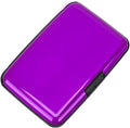 ELFISH Mini RFID Aluminum Wallet Credit Cards Holder Business Card Case Metal ID Case for Men Women (Purple)