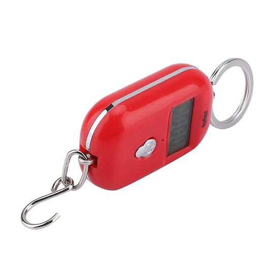 Mini Electronic Scale, Fish Weighing Scales Red Portable 25Kg/5G Hanging Scale Digital Pocket Key Chain Weight Hook Kitchen Food Weight Gauge Measuring Tools with Backlight for Home Farm Market
