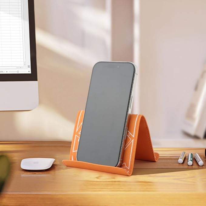 Airplane Phone Holder, Flexible Tablet Holder Plane Travel Essentials, Flex Flap Phone Stand for Flying Desk Treadmill Hotel Smartphone Mobile Devices (Orange)