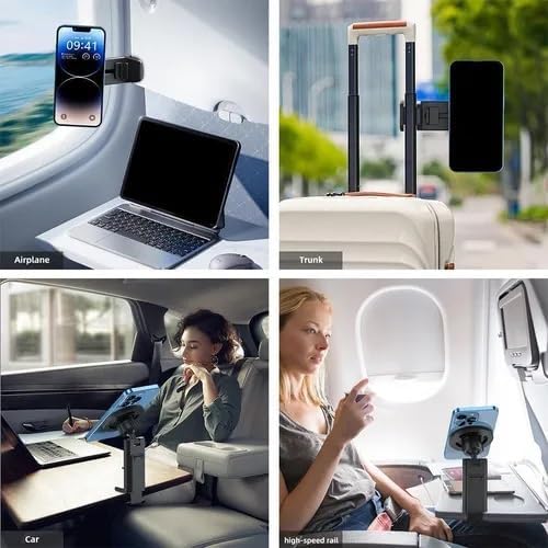 Airplane Phone Holder Clamp Replacement Desk Clamps with 17mm Ball Head Joint C-Clamp Phone Stand for MagSafe Car Mount Charger Phone Clips Flight Travel Essentials Flying Tray Table