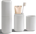 Portable Travel Toothbrush Case with Gargle Cup - Hard Shell Toothbrush Holder & Toothpaste Container, Detachable Bottom for Easy Cleaning, Matte BPA-Free Organizer for Business Trip, Camping, Gym