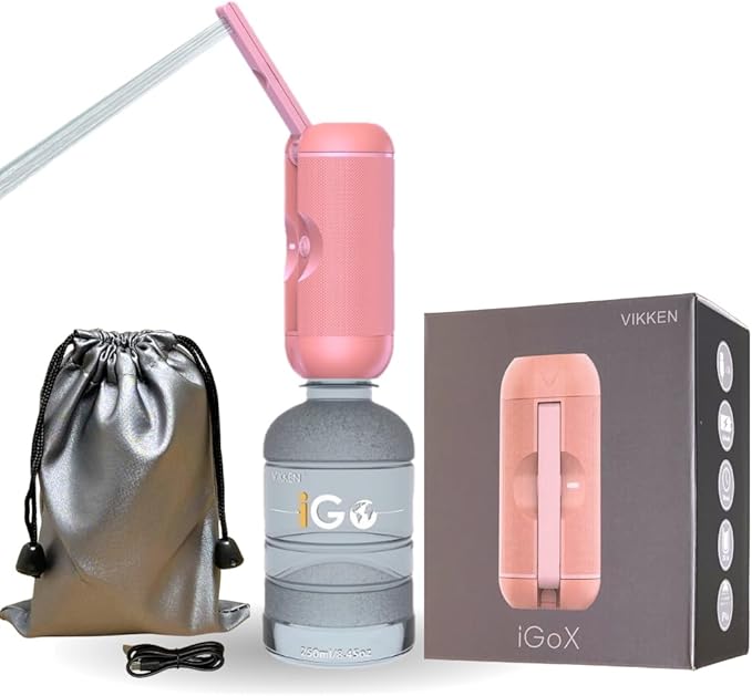 VIKKEN® Portable Travel Bidet USB-Type C Rechargeable Electric Mobile Handheld Ultra Strong Water Spray Personal Hygiene Self Care for Women & Men, iGo-X 250ml Pink