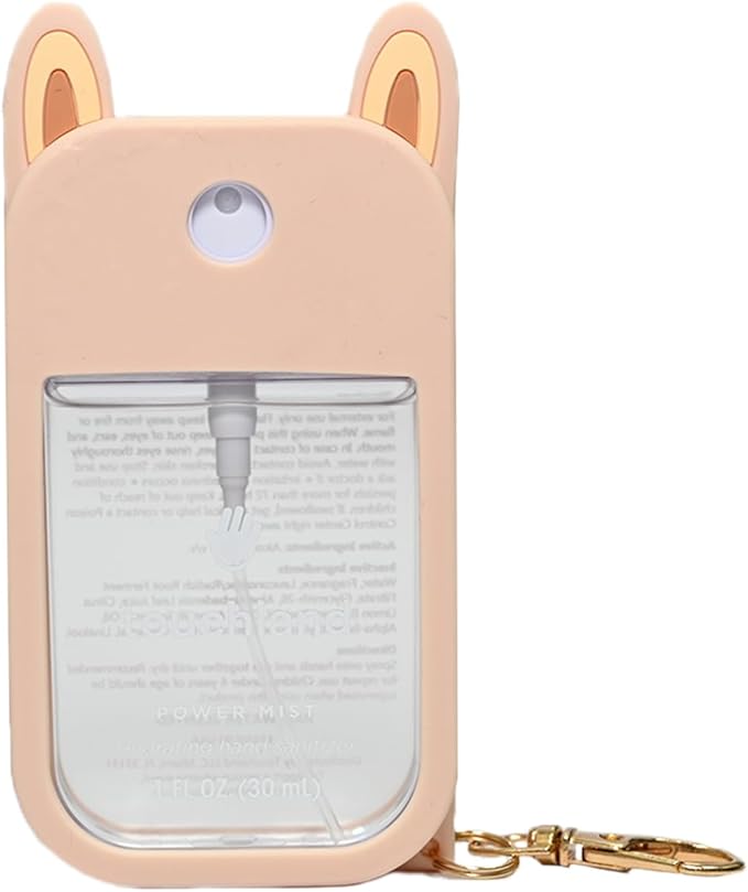 Silicone Case Compatible with Hand Sanitizer Spray, Protective Case with Keychain for Power Mist (Fit for 1 FL OZ), Hand Sanitizer Spray Accessory