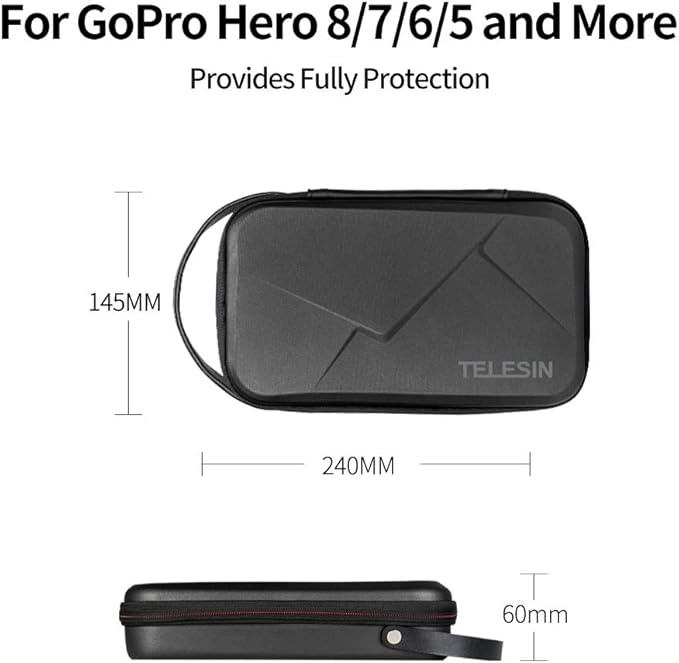 TELESIN Carry Case Waterproof Hard Carrying Bag for GoPro Max Hero 13 12 11 10 9 Insta360 X5/X4/X3 Ace Pro 2 Go Ultra DJI Osmo Action 6/5pro/4/Pocket 4 3/Nano EDC Tech Pouch Camera Accessories