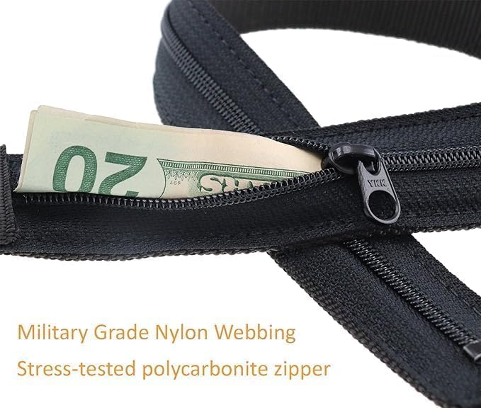 Dakota Travel Money Belt with Hidden Zipper by Thomas Bates (Navy, Big & Tall)