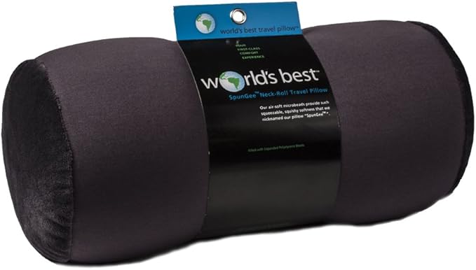 Wolf Essentials Microbead Bolster Tube Travel Pillow - Compact Neck Roll Pillow for Airplane, Car, or Home - Soft Lumbar Support Pillow – Charcoal