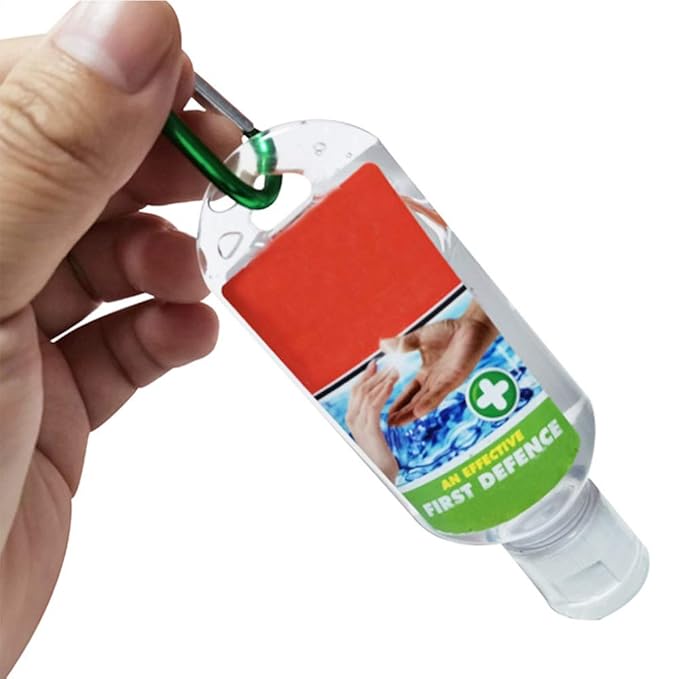 8 Pcs Travel Size Bottles with Keychain Hand Sanitizer Holder, 2 oz Portable Plastic Small Empty Bottles Leakproof Refillable Squeeze Containers for Backpack