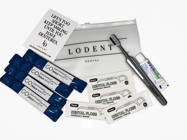 Travel Dental Care Kit with Toothbrush, Toothpaste, Floss Picks, & Mouthwash Packets - Portable Hygiene Set for Office, Gym, Hotels, & Emergencies