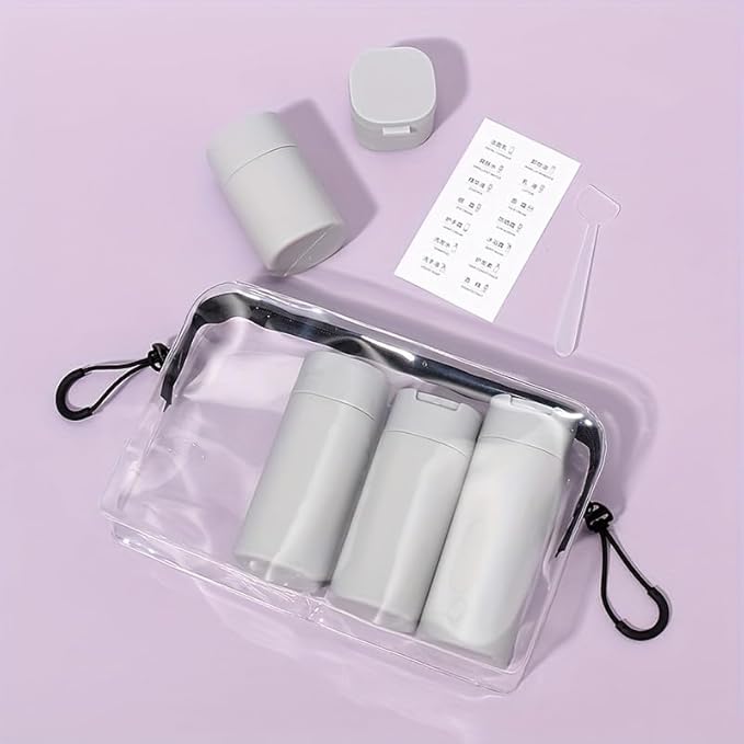 5pcs Travel Cream Dispenser Bottles Set Travel Bottles Toiletry Containers Set, TSA Approved, Travel Essentials