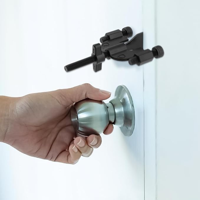 Portable Door Lock, Adjustable, Black, 3.82inch, Travel Lockdown Locks for Additional Safety and Privacy Protection