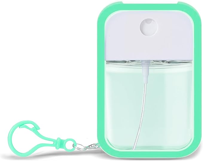 Refillable Hand Sanitizer Spray Bottle Keychain - 1oz / 30ml Leakproof Empty Spray Bottle with Silicone Case, Funnel & Clip,Portable Mini Travel Sanitizer Holder for Purse, Pocket, Gym Bag