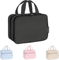Travel Toiletry Bag for Men & Women, Large Capacity Makeup Organizer & Cosmetic Bag, Water-Resistant Portable Essentials Case with Metal Hook & Carry Handle - Perfect for Travel Use (Black, Small)