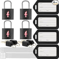 4 Pack Black TSA Luggage Locks with Key+4 Pack Travel tag, Luggage Lock TSA Approved for Backpacks, Bags and Luggage, 4 Pack Black Lock+4 Pack tag