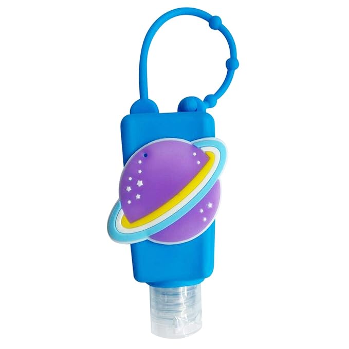 6Pcs Travel Size Kids Empty Hand Sanitizer Bottles with Keychain Holder Detachable Silicone Protective Case 30ml Plastic Travel Bottles Leak Proof Refillable Containers - Space
