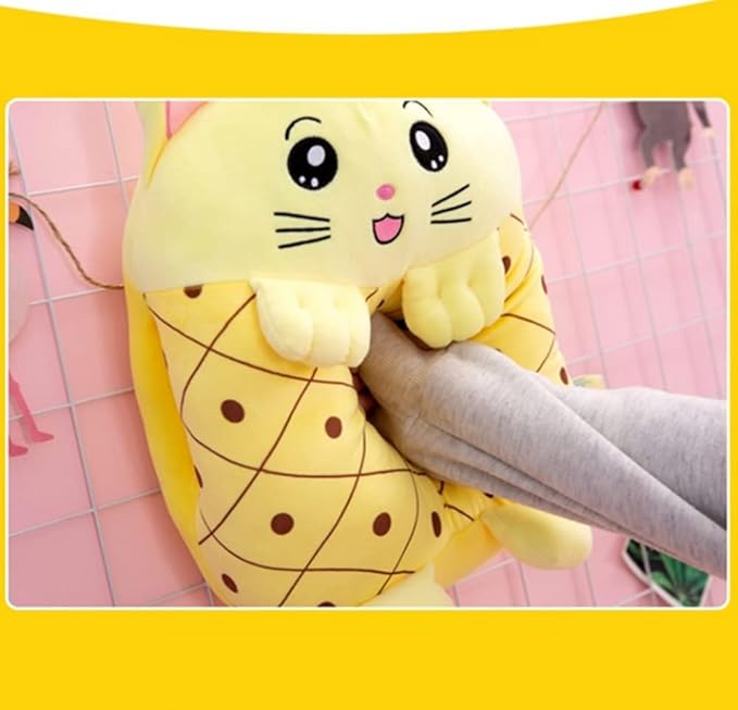 YUDONG Kids Stuffed Animal Travel Blanket and Pillow Set, Adorable 3 in 1 Multifunctional Fruit Plush Pillow with Hand Warmer Design, Perfect for Travel, Camping, Car, Home and Office (Yellow)