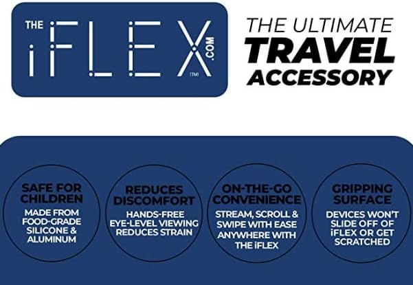 iFLEX Cell Phone Stand and Tablet Stand for Air Travel, Work and Home- Flexible Phone Holder is the Perfect iPhone Stand and Holds Any Mobile Device- Non-Slip Grip, Strong and Durable- Dark Navy Blue