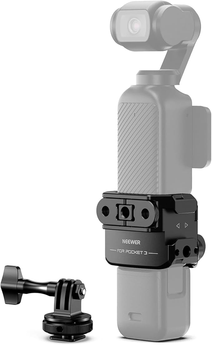 NEEWER Pocket 3 Cage & Action Camera Adapter Compatible with DJI Osmo Pocket 3 and Action 2 Magnetic Mount, Aluminum Alloy Rig with 1/4" Thread and Cold Shoe for Extension Accessories, AC009 Pro