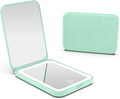 Kintion 2025 Pocket Mirror, Rechargeable Dimmable 3 Color Lighting 1X/3X LED Compact Travel Makeup Mirror for Purse, Portable, Folding, Handheld, Small Lighted Mirror for Women Gift, Cyan