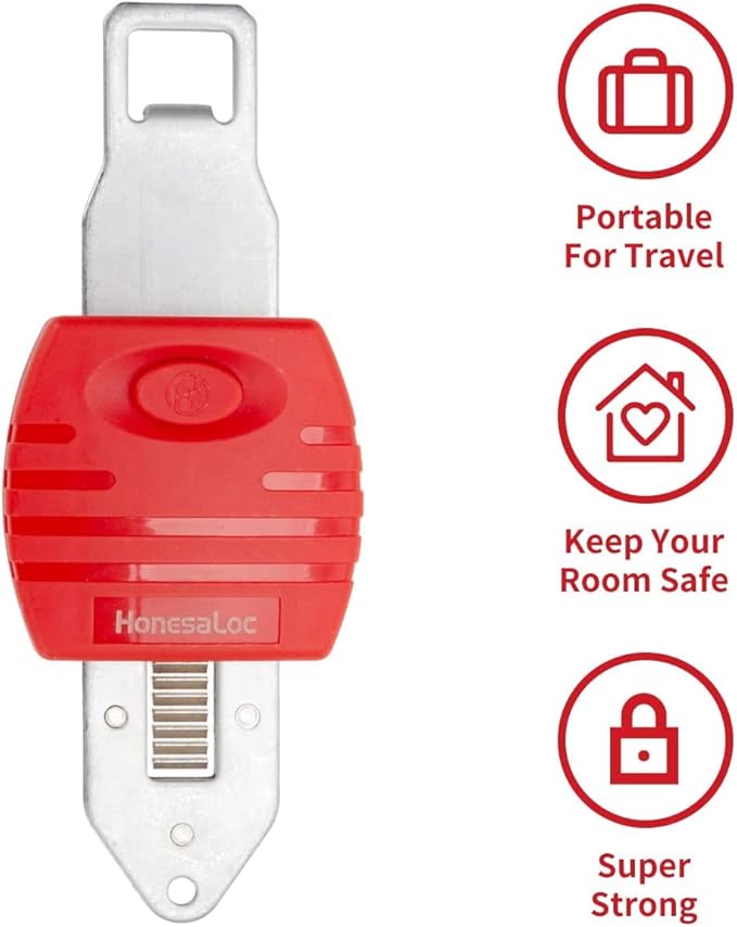 Portable Door Lock, Anti-Theft Lock, Travel Door Lock for Additional Privacy and Safety, Home Security Door Locker for Hotel Apartment School