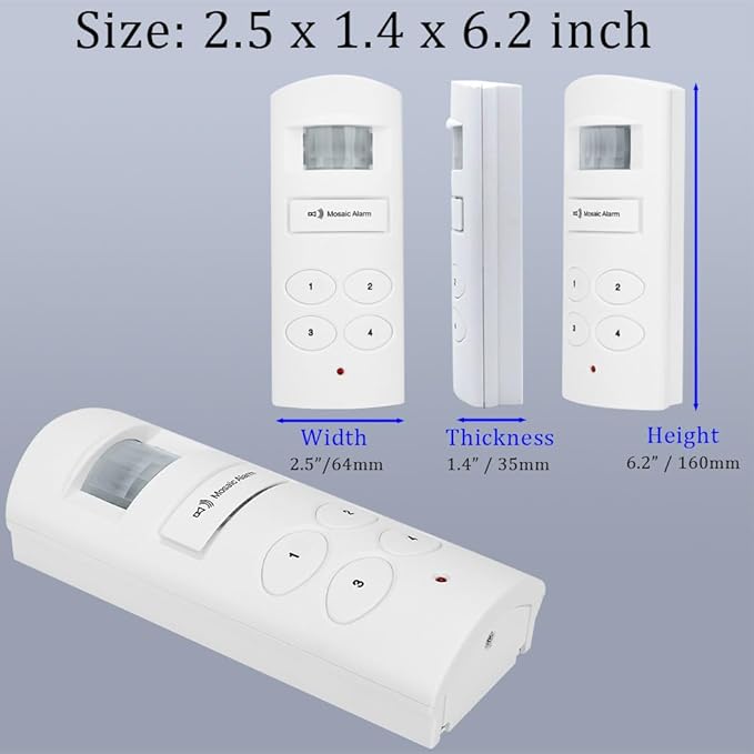 Loud 135db Keypad Motion Sensor Alarm Siren for Garage, Shed. Portable Cordless Battery Operated Travel PIR Motion Detector Alert. Freestanding Indoor Infrared Home Security Intruder Burglar Alarm