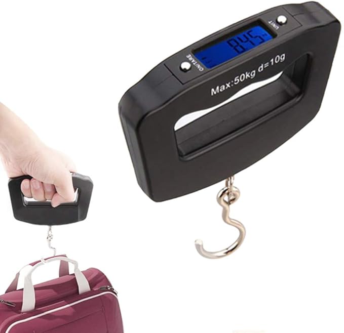 Meichoon Digital Luggage Scale 110lb /50kg, Portable Mini Electronic Scale with Fishing Hook Tare Function Backlit LCD Display for Home Farm Factory Hunting Outdoor C42