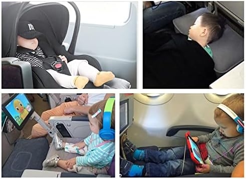 Inflatable Travel Foot Rest Pillow, Adjustable Height Leg Rest Pillow for Cars, Home, Office, Trains, Airplane, Make a Flat Bed for Baby, Kids, Toddlers, Grey, 2 Pack