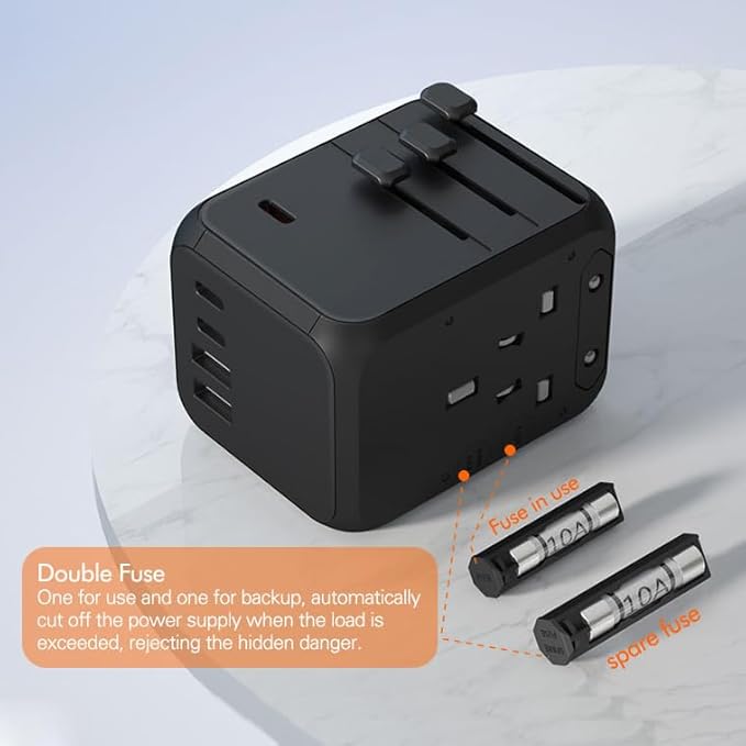 Reflex Power Universal Travel Adapter & GaN Charger, 35W PD Fast Charger Plug, 2 USB-A & 2 USB-C Ports, International Travel Adapter, Quick Charging Suitable for Europe/USA/Australia/Asia