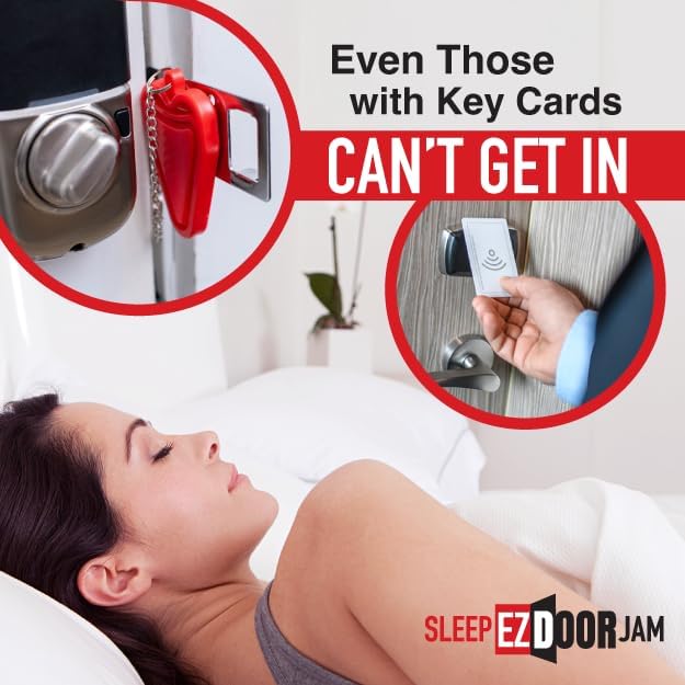 Sleep EZ Portable Door Lock - Set of 2 Travel Door Locks for Hotel Room, B & B, or Dorm Room Security - Portable, Ultra Secure Dorm Lock