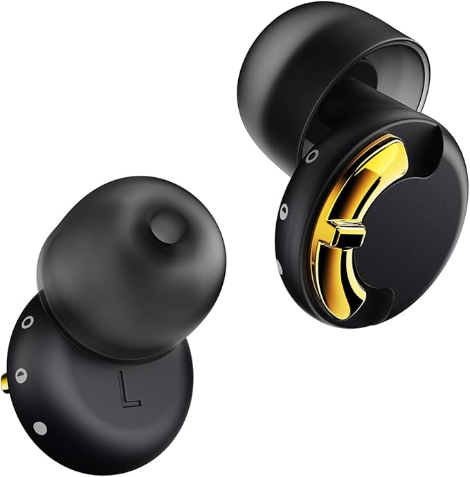 Adjustable Ear Plugs - 3 Noise Cancelling Modes for Concerts, Work, Travel & More, Reusable Hearing Protection with 4 Sizes (XS/S/M/L), Comfortable Ear Plugs for Noise Reduction, Black Gold