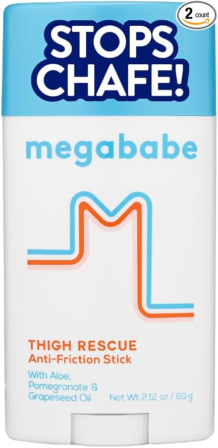Megababe Thigh Rescue Anti-Chafe Stick | Prevents Skin Chafe & Irritation | Thighs, arms, Bra-Lines & More