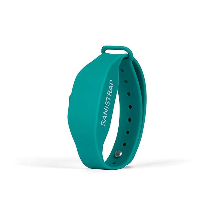 Compressa Sanistrap Silicone Hand Sanitizer Wristband, Refillable Travel Sanitizer Dispenser for Skincare and Hygiene, Lightweight, Leak Proof Wrist Band, Teal
