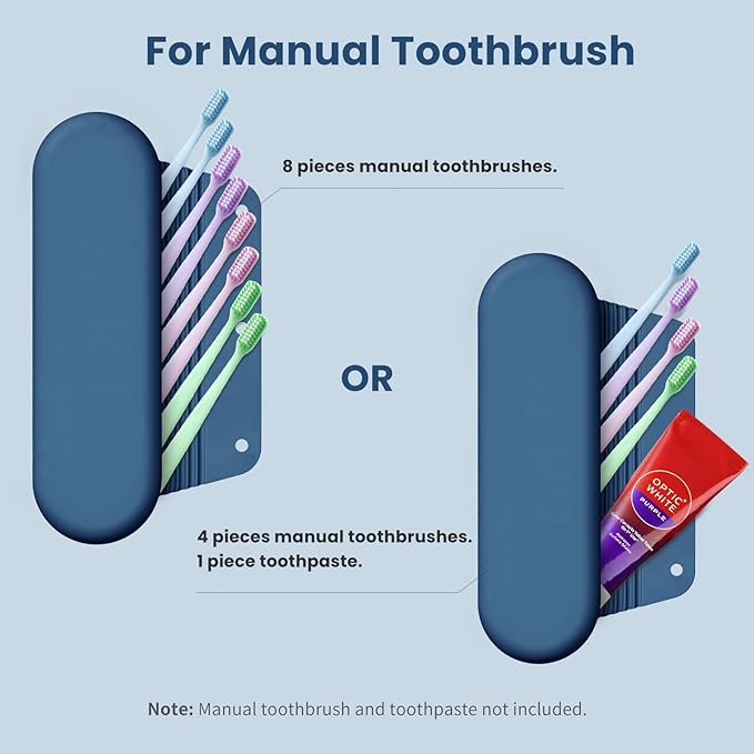 Silicone Electric Toothbrush Travel Case, Manual Toothbrush Travel Cover for Men and Women,Toothbrush Holder for Travel,Gym and More, Fits Most Manual and Electric Toothbrushes - Blue