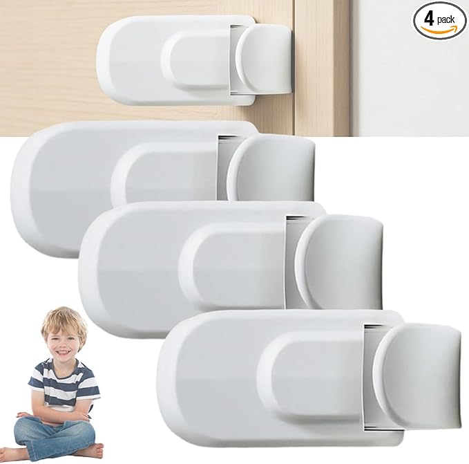 Child Proof Door Lock, Door Lock, Snap-On Door Knob Safety Lock & Door Handle Child Lock, The Childproof Lock Toddlers Can't Reach, and Renters Can Actually Use (3pcs)
