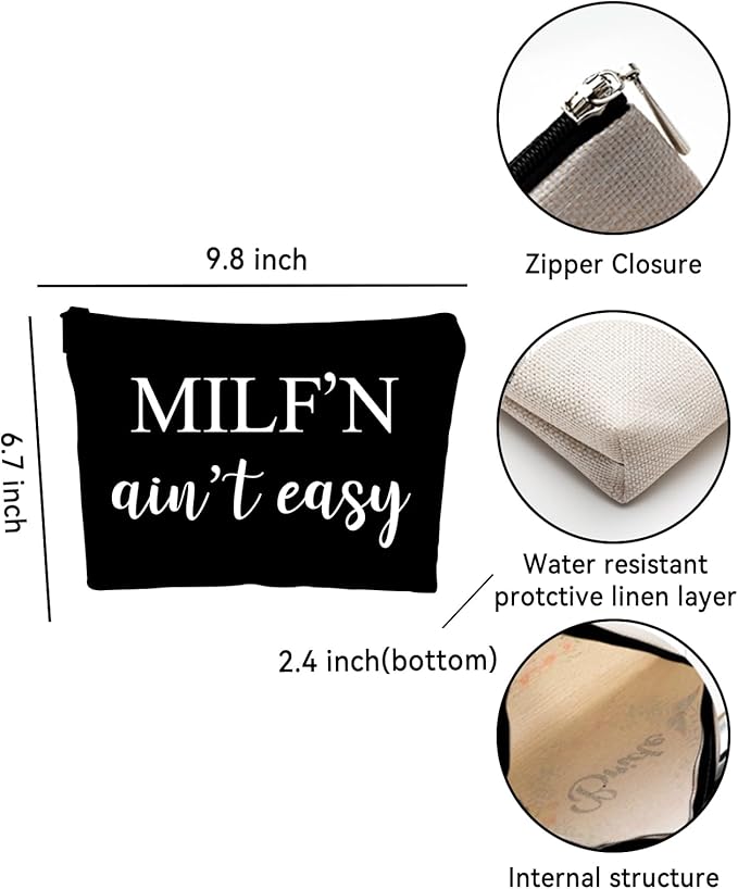 ZUYUROU Funny Makeup Bag for Mom - Sassy Cosmetic Pouch with Humorous Quote - Novelty Travel Toiletry Organizer for Women - Unique Birthday, Mother's Day Gag Gift for Wife or Girlfriend (Black)