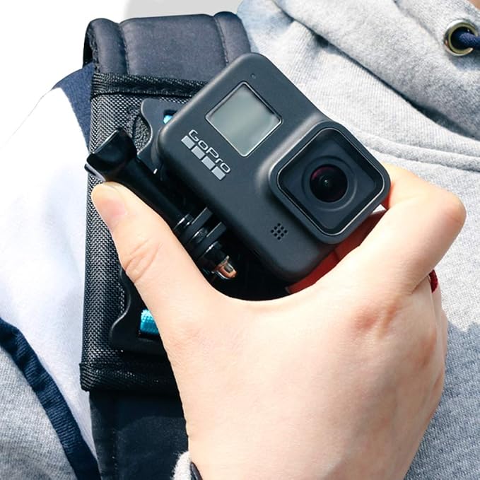 SUREWO Backpack Shoulder Strap Mount with Adjustable Shoulder Pad Compatible with GoPro Hero 13/12/11/10/9/8/7/6/5/4,DJI Osmo Action 6/5 pro/4/3,AKASO/Crosstour and Most Action Cameras