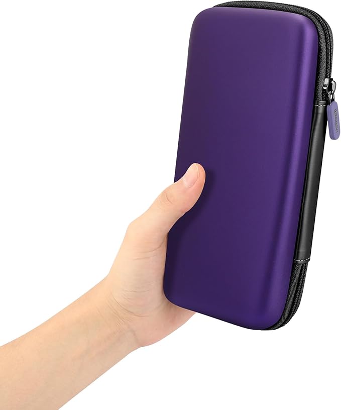 iMangoo Travel Essential Electronics Organizer Pouch Charger Case, Shockproof Dual Zipper Power Bank Cables Tech Accessories Purse, Men & Women Travel Must Have Storage Bag, 8.5x4.5x2 inch Purple