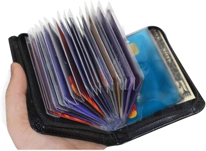 Credit Card Holder Wallet RFID Blocking Leather Wallet for Men and Women with Zipper, Huge Storage Capacity