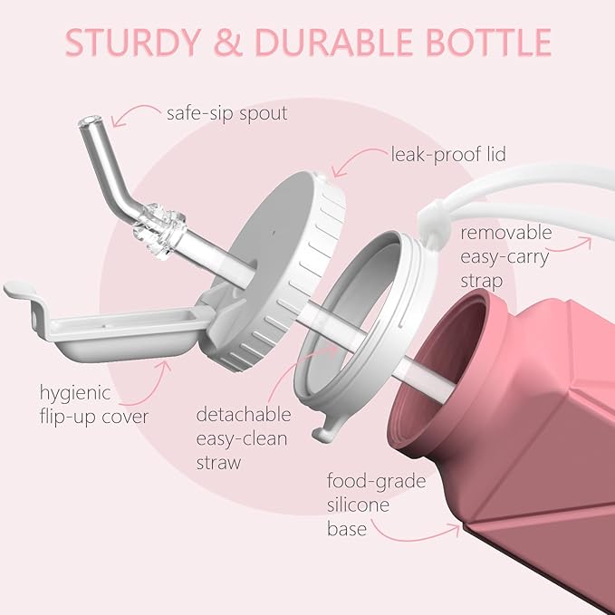 BEAUTAIL Collapsible Water Bottles 20.6oz 2 Pack, Silicone Foldable Portable Travel Water Bottle, BPA-Free Reusable Leakproof for Travel Camping Hiking Cycling Yoga Sports Outdoor (Darkblue+Pink)