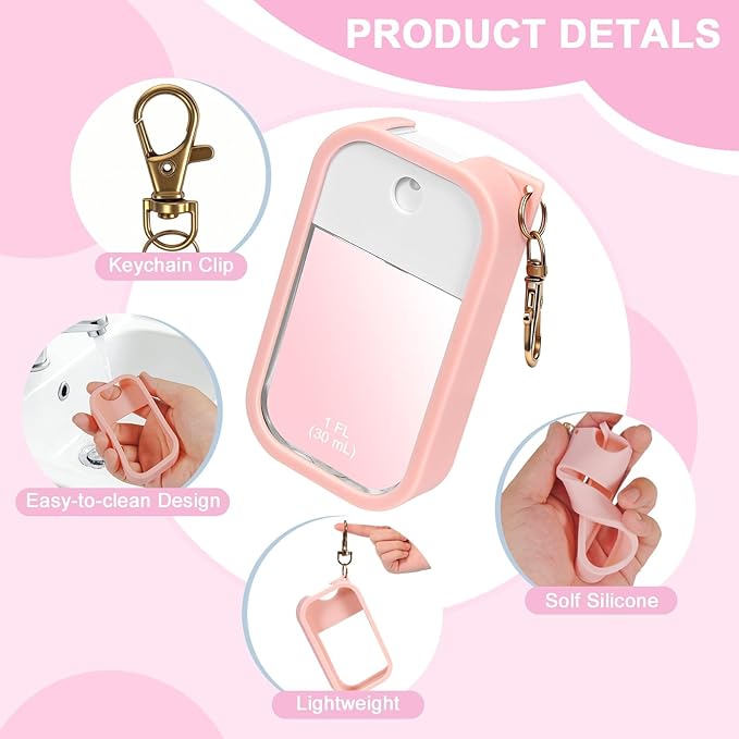 5 Pack Hand Sanitizer Spray Case with Keychain Compatible with Touch-land, Silicone Hand Sanitizer Case Holder for Touch-land Mist Case 1FL OZ