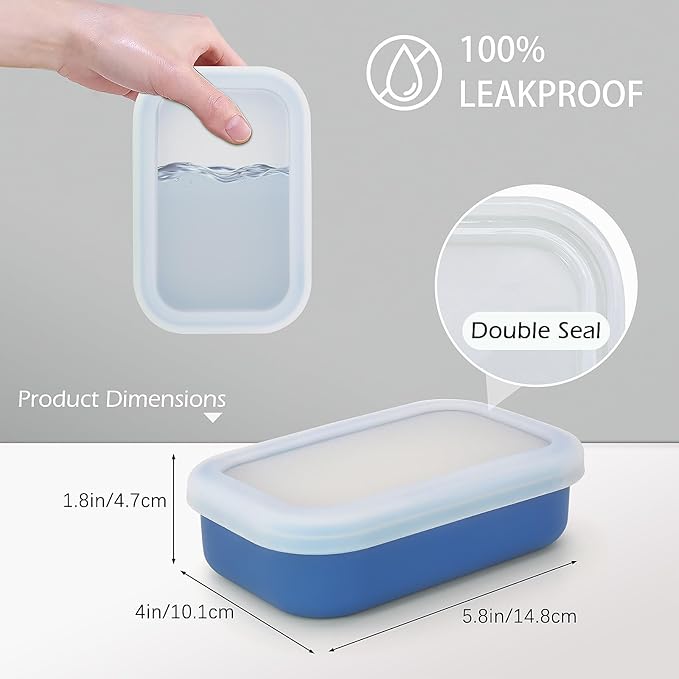 AIDIMMING Enhanced Leakproof Travel Soap Case,Shatter-Proof & Slip-Resistant Silicone Shampoo Bar Holder, Large Bar Soap Container with Draining Layer-Soap Saver Pad (Clear&Blue)