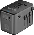 Universal Travel Adapter 100W GaN Fast Charger in One, 5 USB Ports & 2500W AC Outlet, International Power Adapter for Europe UK US 200+ Countries, Compatible for MacBook iPhone iPads Laptop Phone