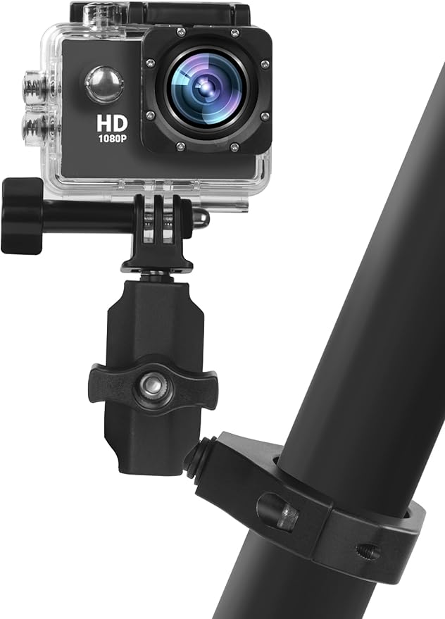 UTV Camera Mount for 1.75"-2" Roll Cage Mount - Compatible with GoPro, Mevo Start & More - Easy to Install Action Camera Accessories on Polaris RZR, Can Am - Durable Alu Alloy Made & 360° Rotation