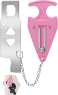 Portable Door Lock for Travel Door Lock Hotel Room Security Devices Apartment Jammer Additional Safety for Traveling Home College Upgrade (Pink Combination)